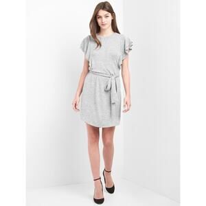 GAP Softspun Flutter Dress Size XS Gray Marl NWT Jersey Knit Belted #720092
